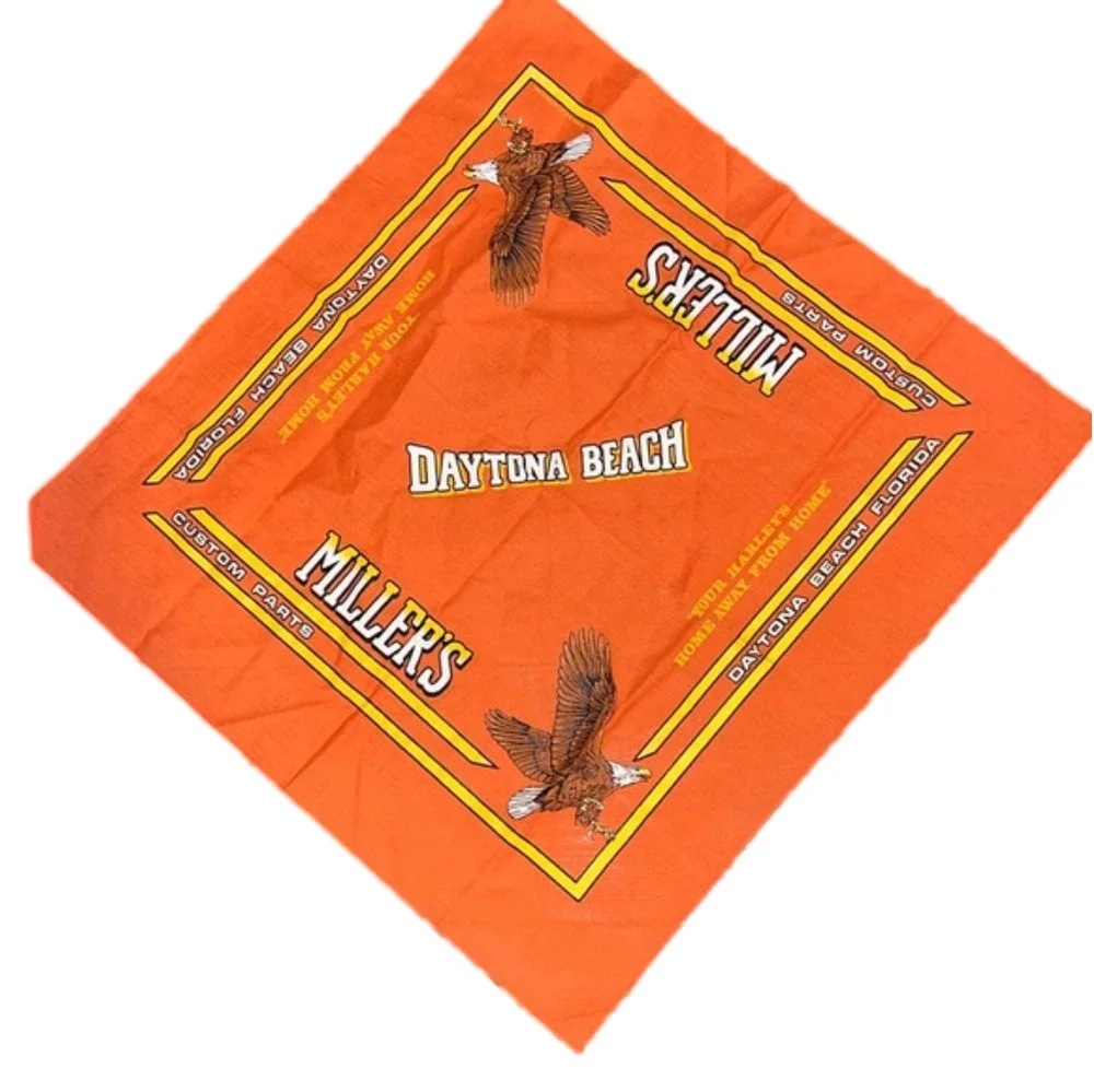 Very RARE Vintage 1989 Miller’s Daytona Beach Handkerchief Scarf 21x21 Harley